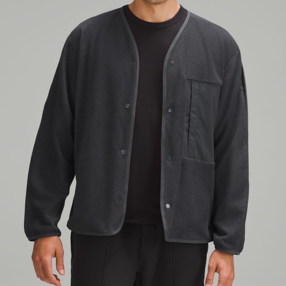 Lululemon Men's Black Fleece Snap-Front Cardigan - Picture 1 of 5
